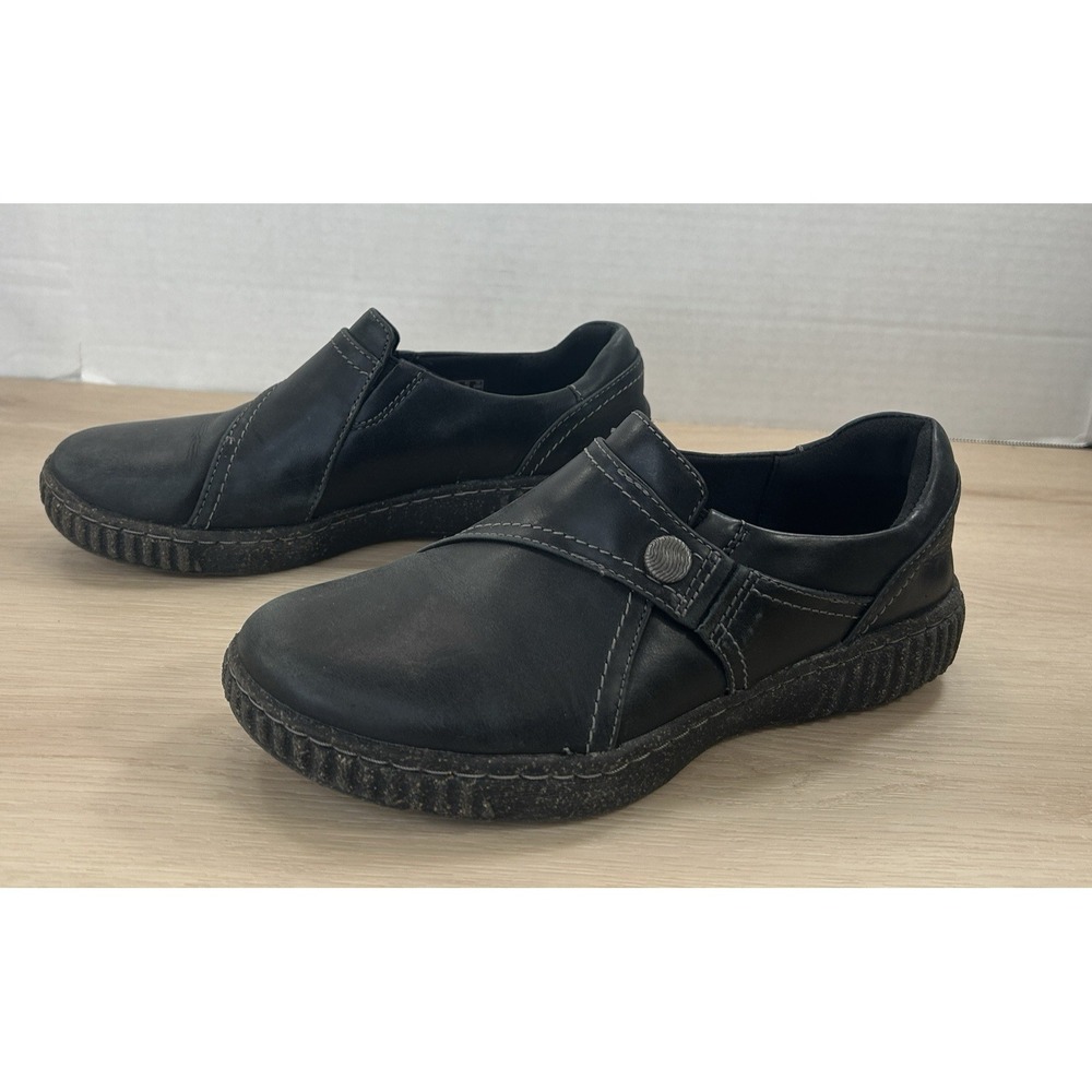 Clarks Collection Caroline Pearl Women Black Leather Comfort Loafer Shoes Sz 7.5